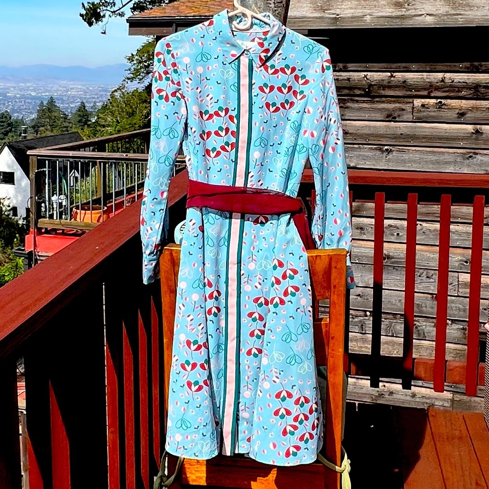 Boden Pippa Shirt Dress Heritage Blue Meadow Floral WITHOUT THE ORIGINAL BELT